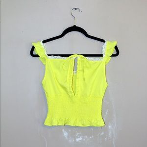 Yellow Lace Crop Top
